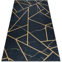Rugsx ANDRE 1222 tvättmatta Marble, geometrisk halkskydd - svart 160x220 cm