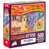 Exploding Kittens 500 Bitars Pussel - Spicy Scream, Pussel för Vuxna, Katt Pussel, Konst Pussel