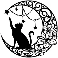 Wella Svarta Katter Måne Metall Väggdekor Järn Väggkonst Svart Ihålig Ros Skulptur Hängdekor Rustik Metall Väggdekor i Metall