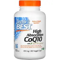 Doctors Best , Doktorns Bästa, Hög absorbering CoQ10 med BioPerine, 400 mg, 180 Veggie kapslar