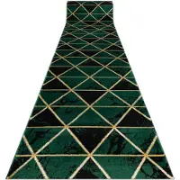 Rugsx Exklusiv EMERALD Löpare 1020 glamour, snygg marble, trianglar flaska grön / guld 100 cm 100x300 cm