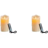 Semoic 2X LED-Ljus, Flimrande FlamlöSa Ljus, Laddningsbart Ljus, äKta Vaxljus med Fjärrkontroll, 10 Cm