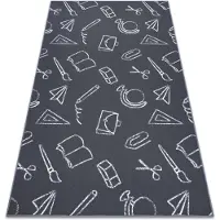Rugsx Matta för barn SCHOOL skola grå 100x250 cm