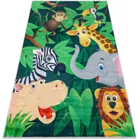 Rugsx BAMBINO 2705 tvättmatta Djur, Afrika för barn halkskydd - grön / brun 120x170 cm