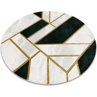 Rugsx Exklusiv EMERALD Matta 1015 circle - glamour, snygg marble, geometrisk flaska grön / guld cirkel 200 cm