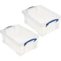 Really Useful Riktigt anvndbar lda 9 liters plastfrvaringskrl med lock och cliplshandtag fr hem- eller kontorsorganisation och frvaring (2-pack)