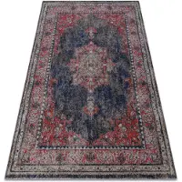 Rugsx Modern matta MUNDO E0551 prydnad, ram vintage utomhus röd / svart 80x250 cm
