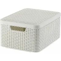Curver korg med lock RATTAN Style M gräddvit (46818)