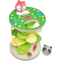 Melissa & Doug Rollables Trädhus Snurrleksak med två ringande Rollables (tvättbjörn och räv) för spädbarn och småbarn