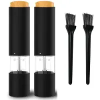 Tlily Elektrisk Salt- och Pepparkvarn Set Automatisk Saltpepparkvarn Justerbar Grovhet Batteridriven LED-Lampa