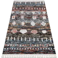 Rugsx Modern matta BELLE BR36A svart / rosa Fringe 160x220 cm