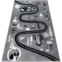 Rugsx Matta FUN Route för barn, gata, djur grå 160x220 cm