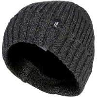 Heat Holder Mens 3.6 tog Fleece fodrad termisk Turn Over Cuff Winter Beanie Hat