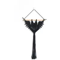 Melitt Halloween Fladdermus Macrame VäGghäNgande Geometrisk Konstdekor Handgjord VäVd Gotisk Prydnad för Sovrum Svart