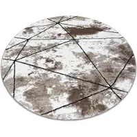 Rugsx Modern matta COZY Polygons Circle geometrisk, trianglar - strukturella två nivåer av hudna, brun cirkel 100 cm