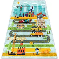 Rugsx JUNIOR 52105.801 tvättmatta Byggarbetsplats, gator för barn halkskydd - blå 160x220 cm
