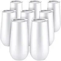 Spactz 8-pack utan fot champagneflöten/vinmuggar, 177 ml (6 oz), vit