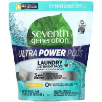 Seventh Generation , Tvättmedel paket, Ultra Power Plus, Färsk citrus, 42 paket, 29,6 oz (840 g)