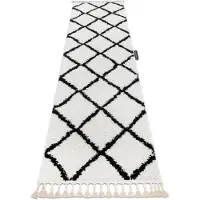 Rugsx Matta, Löpare BERBER CROSS vit - för kök, korridor och hall 60x300 cm