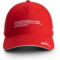 Puma Porsche Motorsport Team Hatt med bjd brtte med Porsche Motorsport och sponsorlogotyper verallt, inklusive en katt p The Peak. - Rd - En
