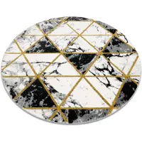 Rugsx Exklusiv EMERALD Matta 1020 circle - glamour, snygg marble, trianglar svart / guld cirkel 160 cm
