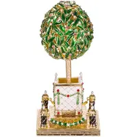 Danila-Souvenirs Faberge stil ägg Smyckeskrin Lagerträd Apelsinträd med fågel 16 cm