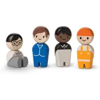 PlanToys Wooden 4-delad Tradesman Playset (6267) | Hllbart gjord av gummitr och giftfria frger och frgmnen