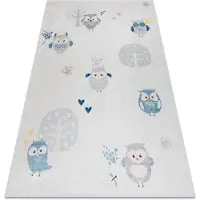 Rugsx BAMBINO 1161 tvättmatta Ugglor, för barn halkskydd - grå 160x220 cm