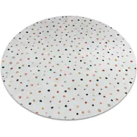 Rugsx BAMBINO 47890 cirkel tvättmatta Prickar för barn halkskydd - vit / brun cirkel 80 cm