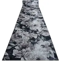 Rugsx Löpare anti-halk LOTUS BOUQUET 52901 Blommor grå / beige tvättmatta 120cm 120x580 cm