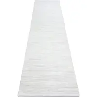 Rugsx Modern matta, matta gångväg DUKE 51376 kräm - Rändervit, strukturerad, mycket mjuk, fransar 80x300 cm