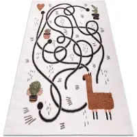 Rugsx Matta FUN Game för barn, vilt, lamadjur kräm 200x290 cm