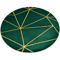 Rugsx Exklusiv EMERALD Matta 1013 circle - glamour, snygg geometrisk flaska grön / guld cirkel 120 cm