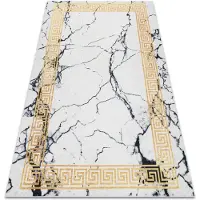 Rugsx ANDRE 1126 tvättmatta Marmor, grekisk metrisk halkskydd - vit / guld 80x150 cm