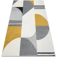 Rugsx Matta FUSION 1327 vit / mörkgrå / guld - Geometrisk, modern, abstrakt 280x370 cm
