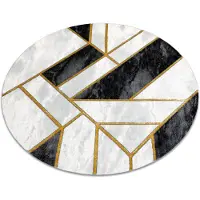 Rugsx Exklusiv EMERALD Matta 1015 circle - glamour, snygg marble, geometrisk svart / guld cirkel 200 cm