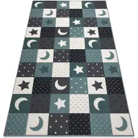 Rugsx Matta för barn STARS stjärnor turkos / grå 100x200 cm