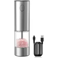 Tlily Elektrisk Salt- och Pepparkvarn Uppladdningsbar Automatisk Pepparkvarn med Justerbara Grovkorna med LED-Ljus-B
