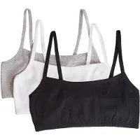 Fruit Of The Loom Dam Spaghetti Strap Bomull Pull Over 3-pack Sport BH Svart/Vit/Ljunggr 44
