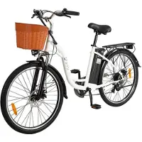 Voltebike Elcykel - DYU - C6 - 350W Motor - 36V 12.5Ah Batteri - Räckvidd 70KM - Vit vit