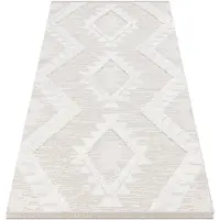 Rugsx Matta ECO SISAL Boho MOROC Ruter 22312 fringe - strukturell beige / grädde, återvunnen matta 117x170 cm