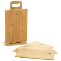 Excellent houseware Skärbrädor i bambu 6-pack med ställ / Bambuskärbrädor med hållare / Frukostbrädor i bambu