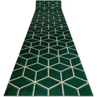 Rugsx Exklusiv EMERALD Löpare 1014 glamour, snygg kub flaska grön / guld 80 cm 80x380 cm