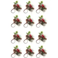 Semoic Set Servettringar med 12 TallbarrbäR Jul Thanksgiving Holiday Rustik BondgåRd Servettringar HåLlare
