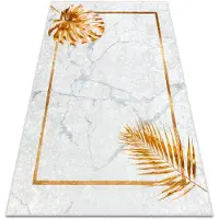 Rugsx MIRO 51518.806 tvättmatta Blad, frame metrisk halkskydd - grå / guld 160x220 cm