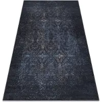 Rugsx ANDRE 1058 tvättmatta Prydnad, årgång halkskydd - svart / blå 120x170 cm