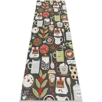 Rugsx ANDRE 1297 tvättmatta Kopp, kaffe, kök, halkskydd - brun 80x200 cm