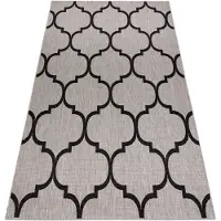 Rugsx MATTA SIZAL FLOORLUX 20608 Marockansk spaljé silver / svart 120x170 cm