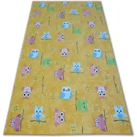 Rugsx Inbyggd matta för barn OWLS gul 100x300 cm