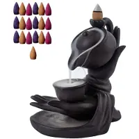 Melitt Brännare Buddha Hand Backflow Rökelse Vattenfall Brännare Rök Rökelse Hållare Vattenfall